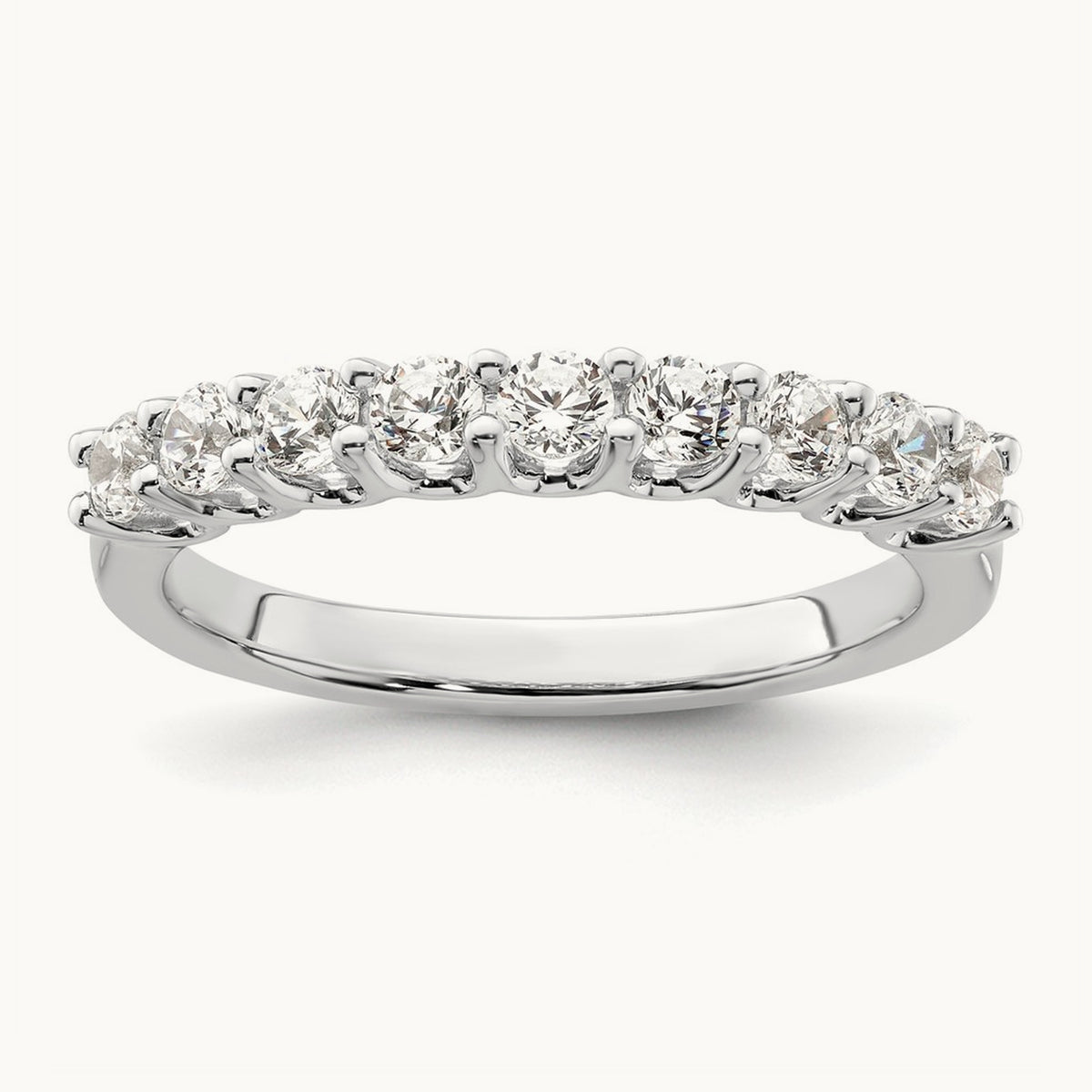 9-Stone Diamond Band, 14K White Gold