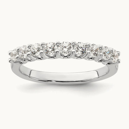 9-Stone Diamond Band, 14K White Gold