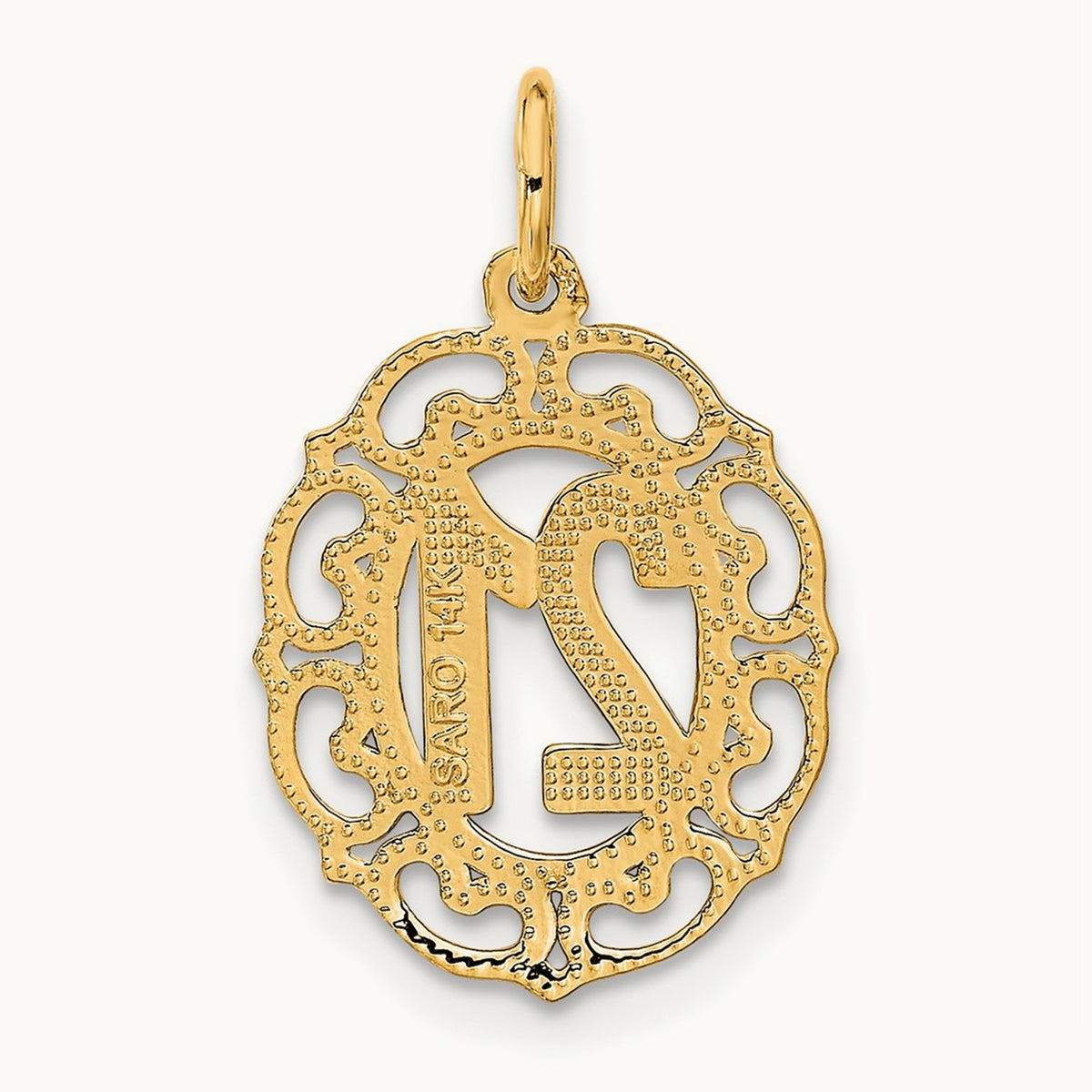Diamond-cut 21 in Oval Pendant, 14K