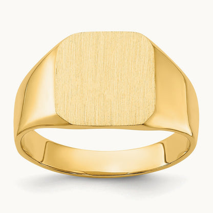 13.0x12. Closed Back Mens Signet Ring, 0mm, 14K