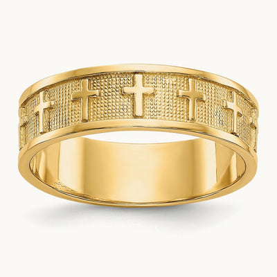 Polished & Satin Cross Band, 14K