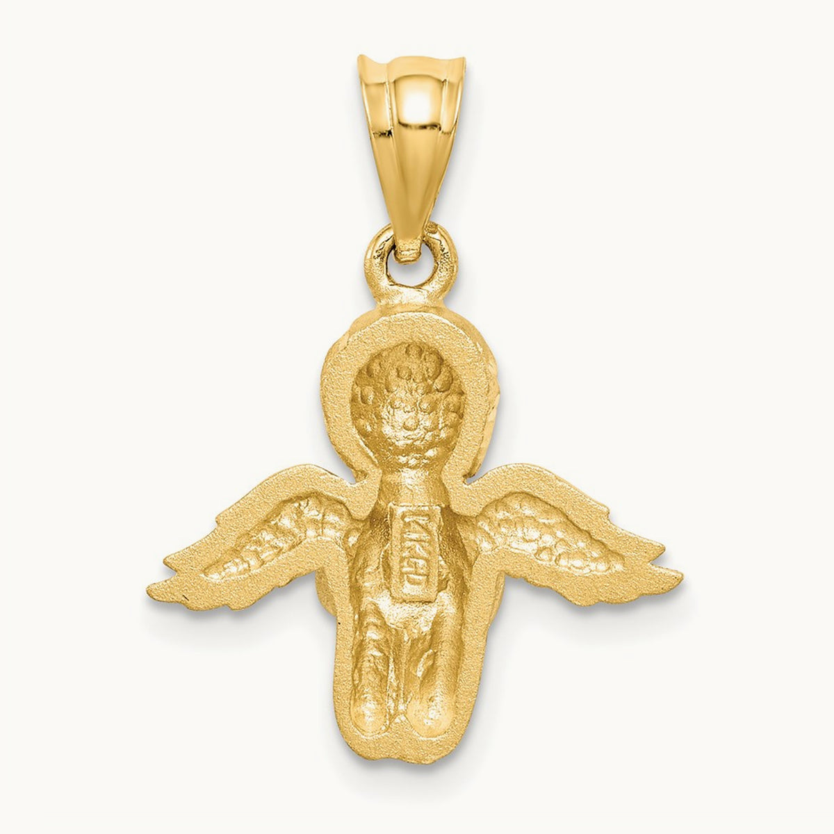 Brushed & Diamond-cut Angel Pendant, 14K