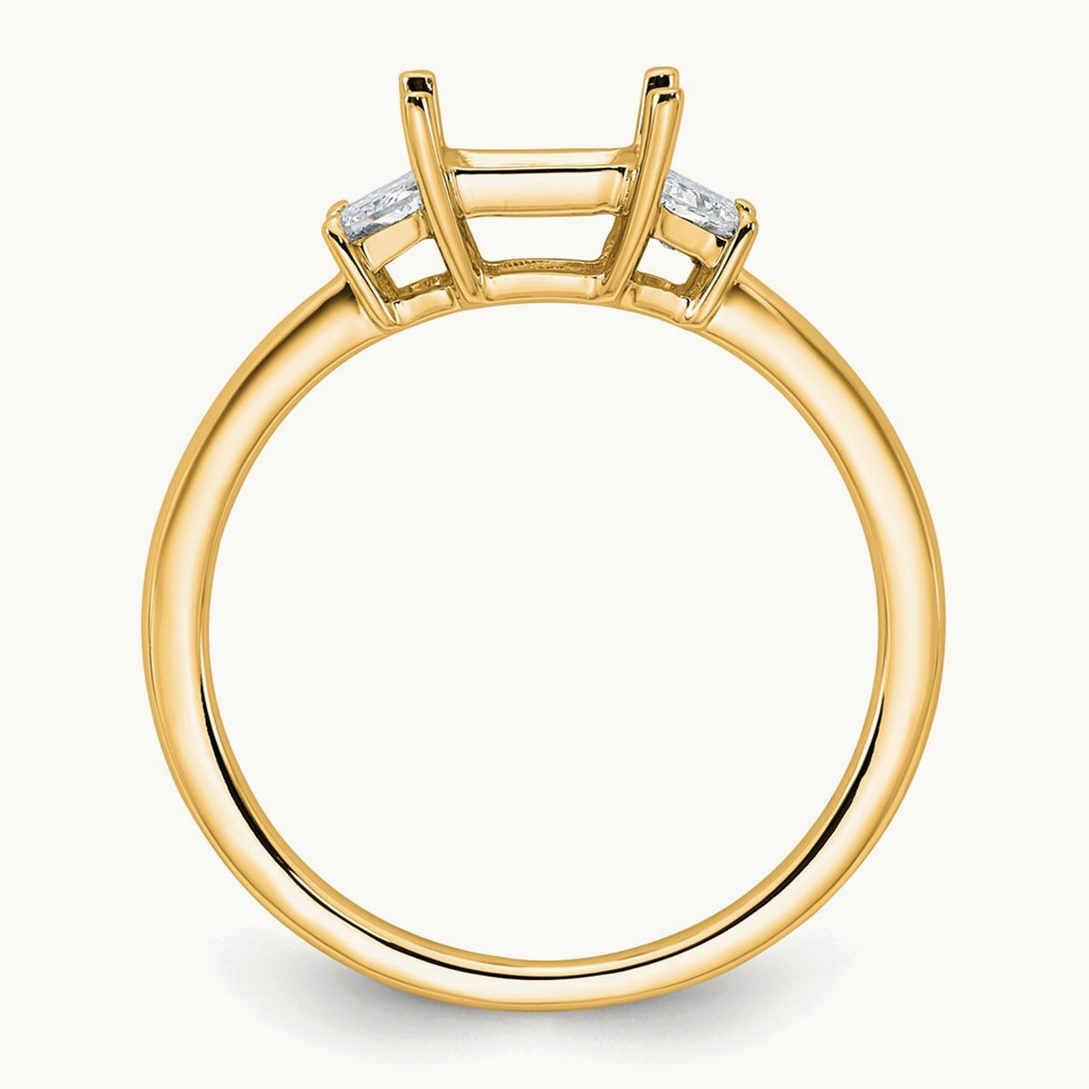 Trapezoid Princess Semi-Mount Engagement Ring — 14K Yellow Gold, 3/8 ct, 7