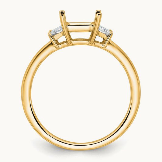 Trapezoid Princess Semi-Mount Engagement Ring, 0.25-1.00 ct tw Lab-Grown Diamond — 3/8 ct, 14K Yellow Gold