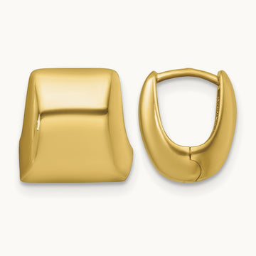 Polished Puffed Square Hoop Earrings, 14K