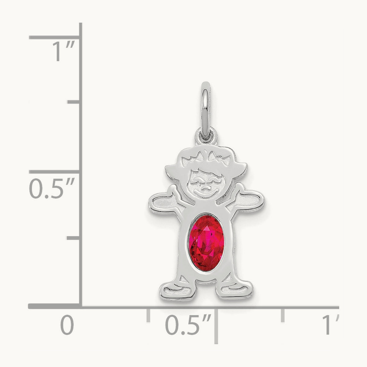 Girl 6x4 Oval Genuine Ruby-July — 14K White Gold
