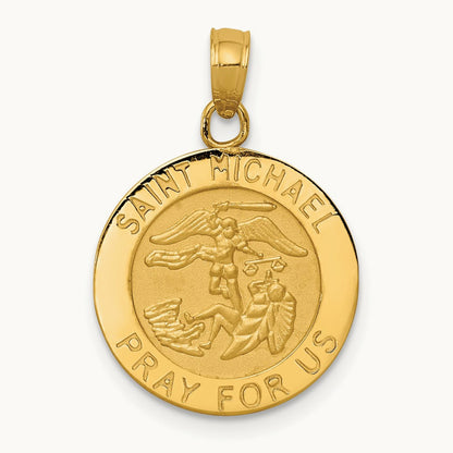 Saint Michael Medal Pendant — 14K Yellow Gold