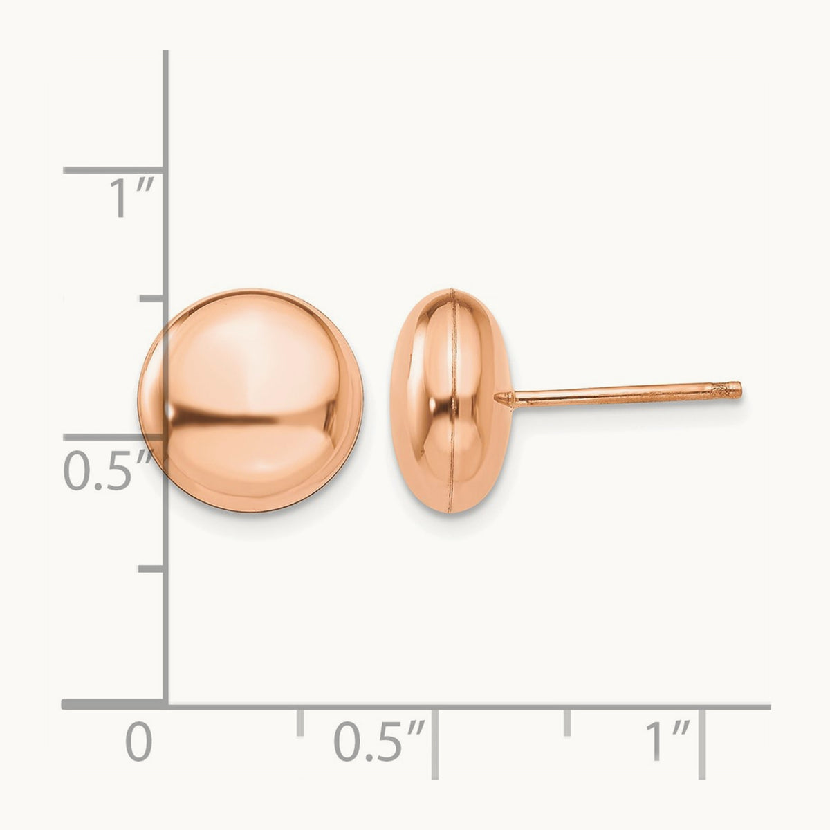 Polished Button Post Earrings — 14K Rose Gold, 10.5mm