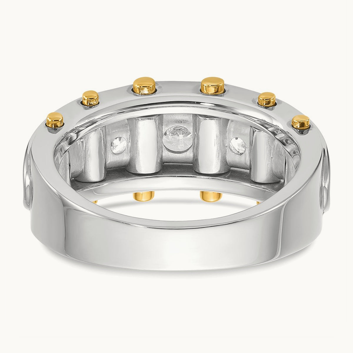 IBGoodman Men's Polished and Cut-Out 5-Stone Dia Ring, 14K Two-tone