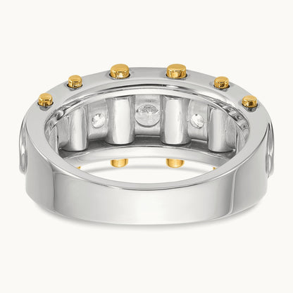 IBGoodman Men's Polished and Cut-Out 5-Stone Dia Ring, 14K Two-tone