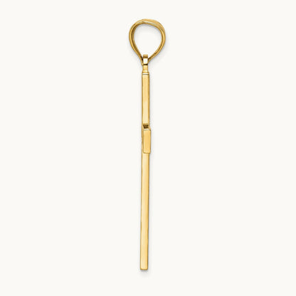 Polished Beaded Cross Pendant, 14K