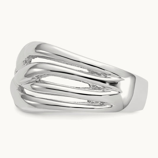 High Polished Woven Dome Ring, 14K White Gold