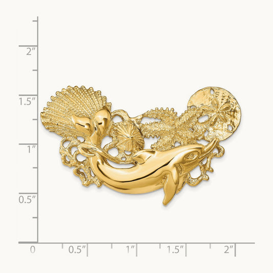Dolphin and Shell Cluster Slide, 14K