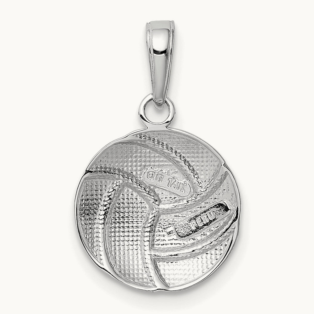 Polished Volleyball Pendant — 14K White Gold