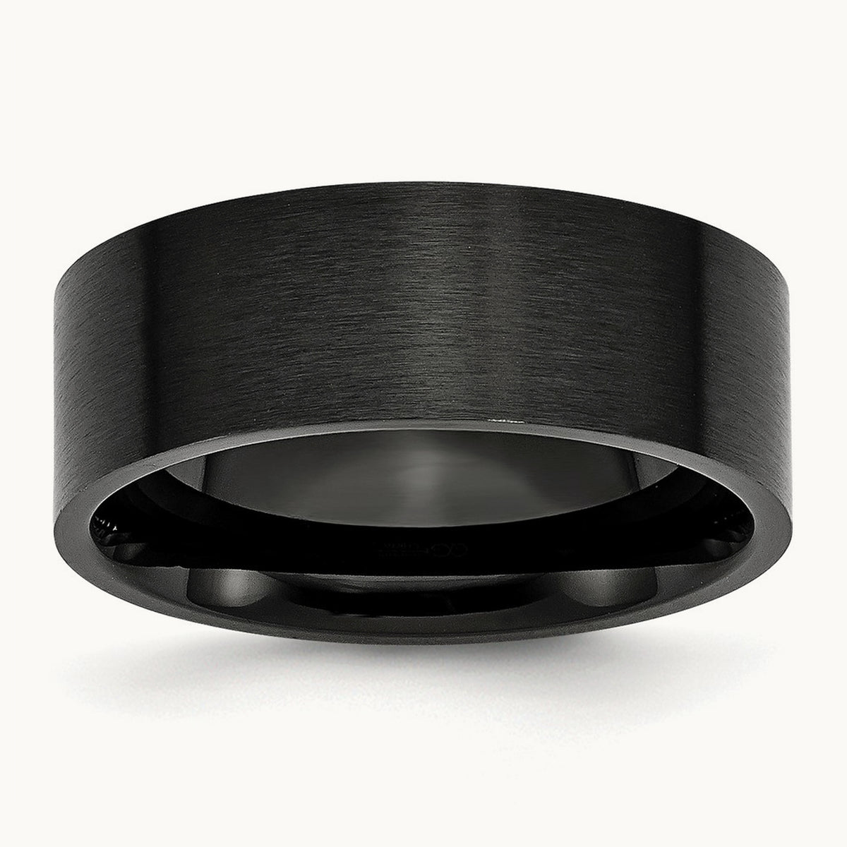 Brushed Black IP-plated Flat Band, 8mm, Stainless Steel