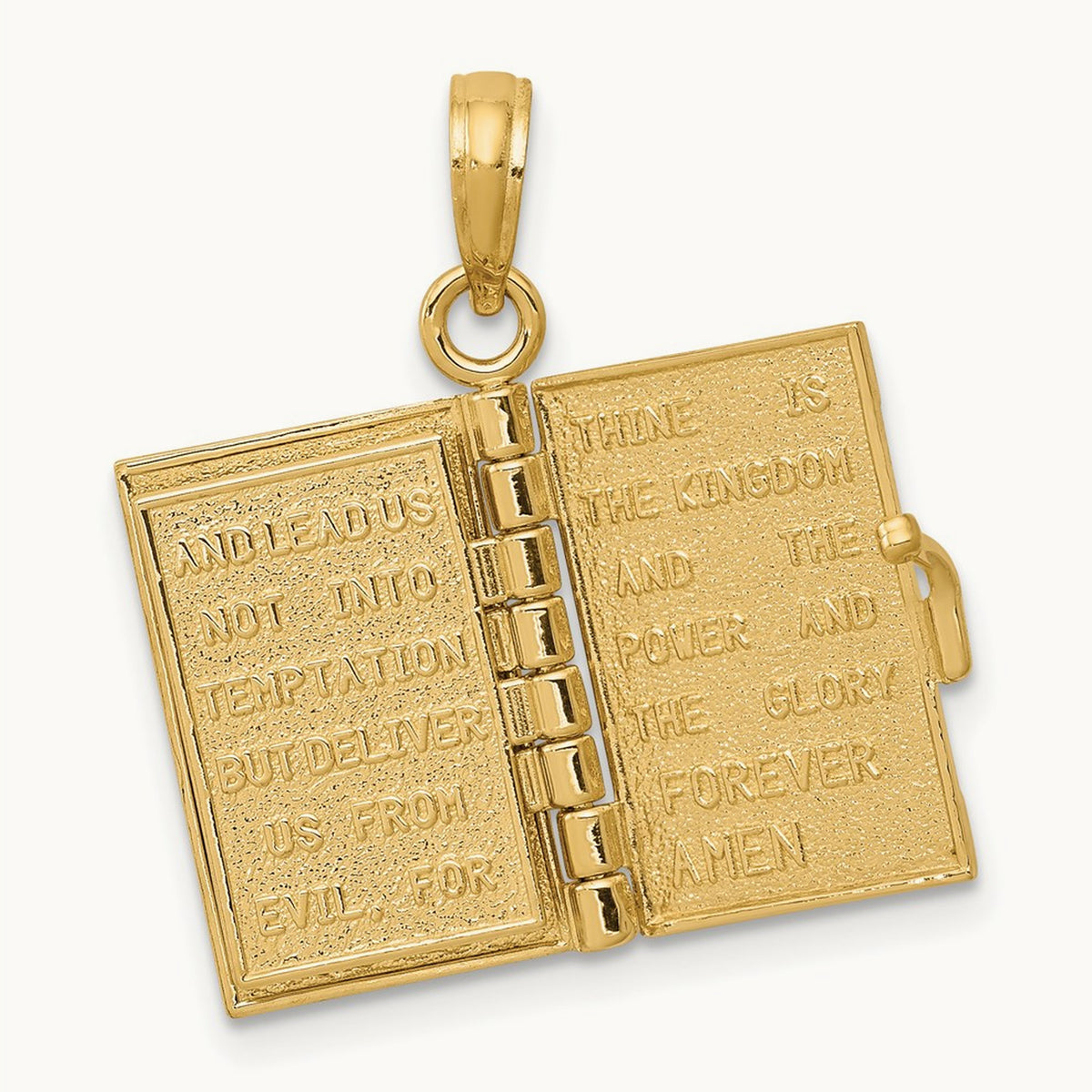 3D Lords Prayer Bible Pendant — 14K Yellow Gold