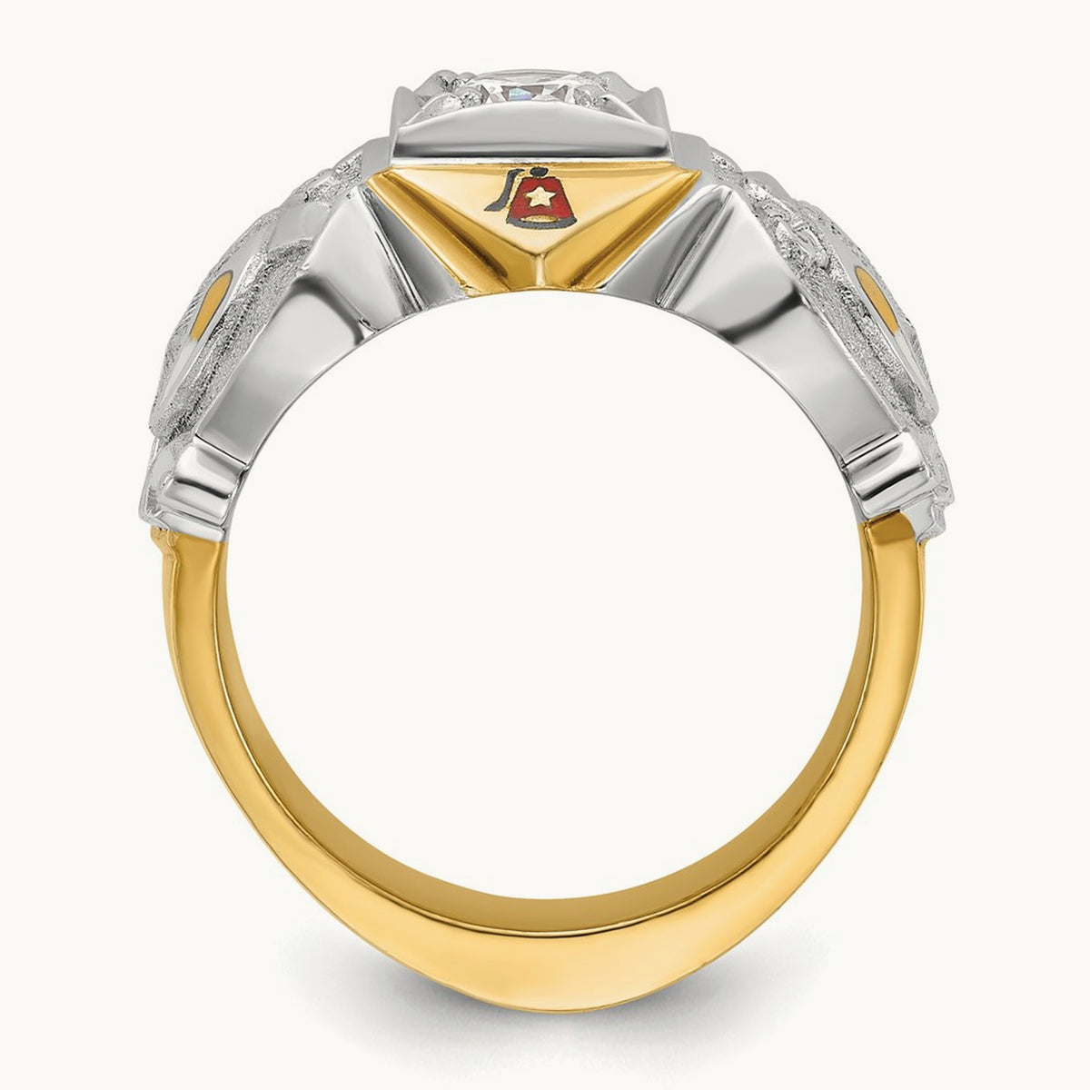 14ktt IBGoodman Men's Enameled & Diamond Masonic Shriner's Ring
