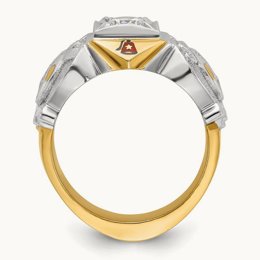 14ktt IBGoodman Men's Enameled & Diamond Masonic Shriner's Ring