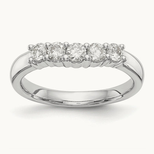 5-Stone Diamond Band, 14K White Gold