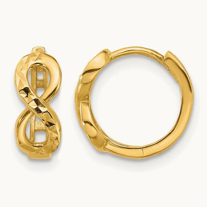 Polished and Diamond-cut Infinity Huggie Hoop Earrings, 10K — Leslie's
