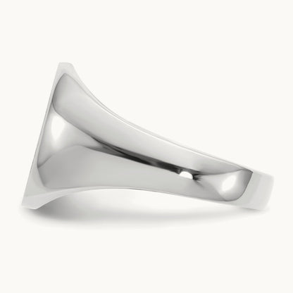13.0x15. Open Back Signet Ring, 5mm, 14K White Gold