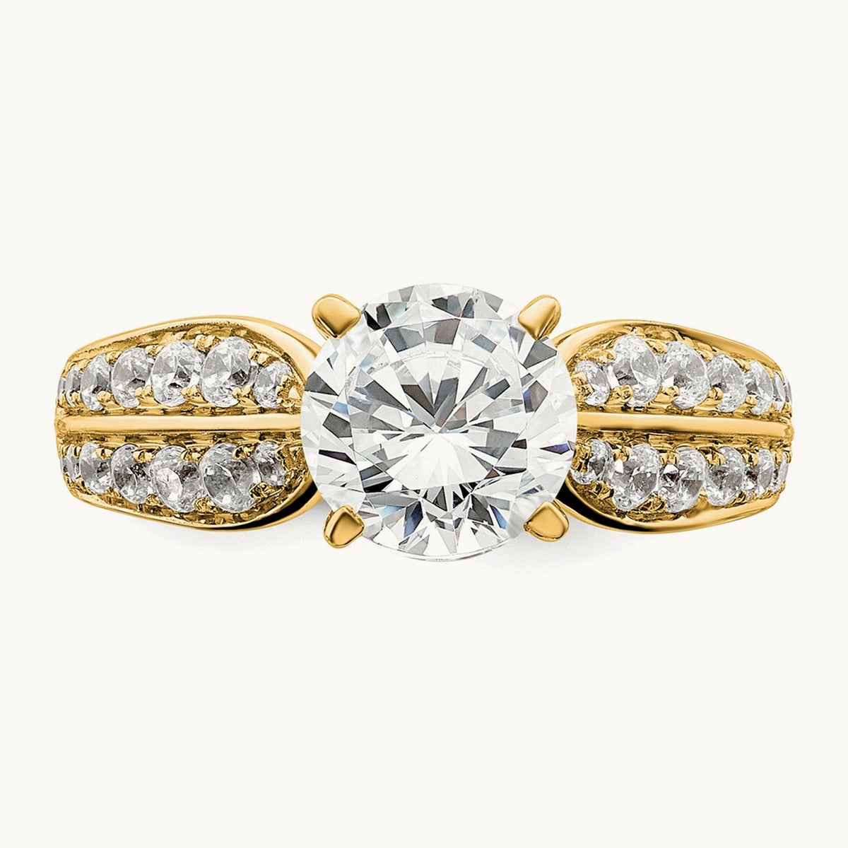 Round Semi-Mount Engagement Ring, 0.50 ct tw Lab-Grown Diamond — 5/8 ct (holds 1 ct center), 14K Yellow Gold
