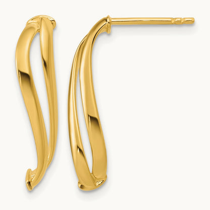 w/ Polished Curve Post Earrings — Leslie's — 14K Yellow Gold