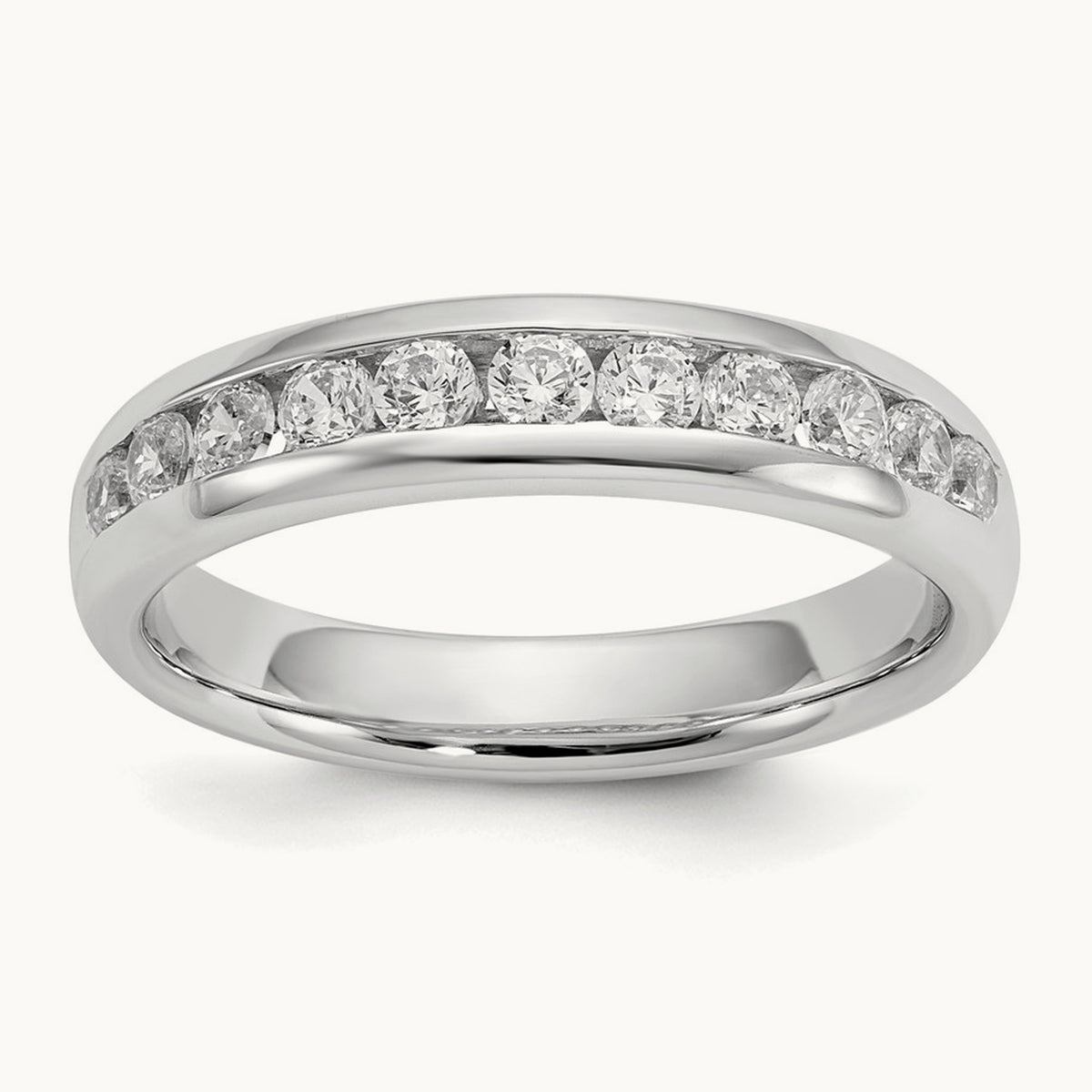 11-Stone Diamond Channel Band, 14K White Gold