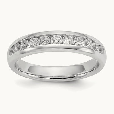 11-Stone Diamond Channel Band, 14K White Gold