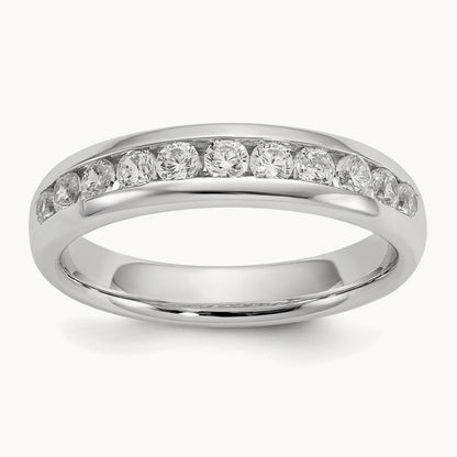 11-Stone Diamond Channel Band, 14K White Gold