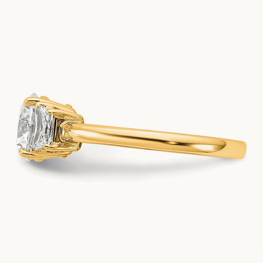 Trapezoid Sidestones Engagement Ring, 3/8-3 3/4 ct Lab-Grown Diamond — 14K Yellow Gold