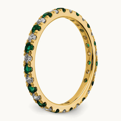 Created Emerald Eternity Band, 0.25-0.50 ct tw Lab-Grown Diamond — 14K Yellow Gold