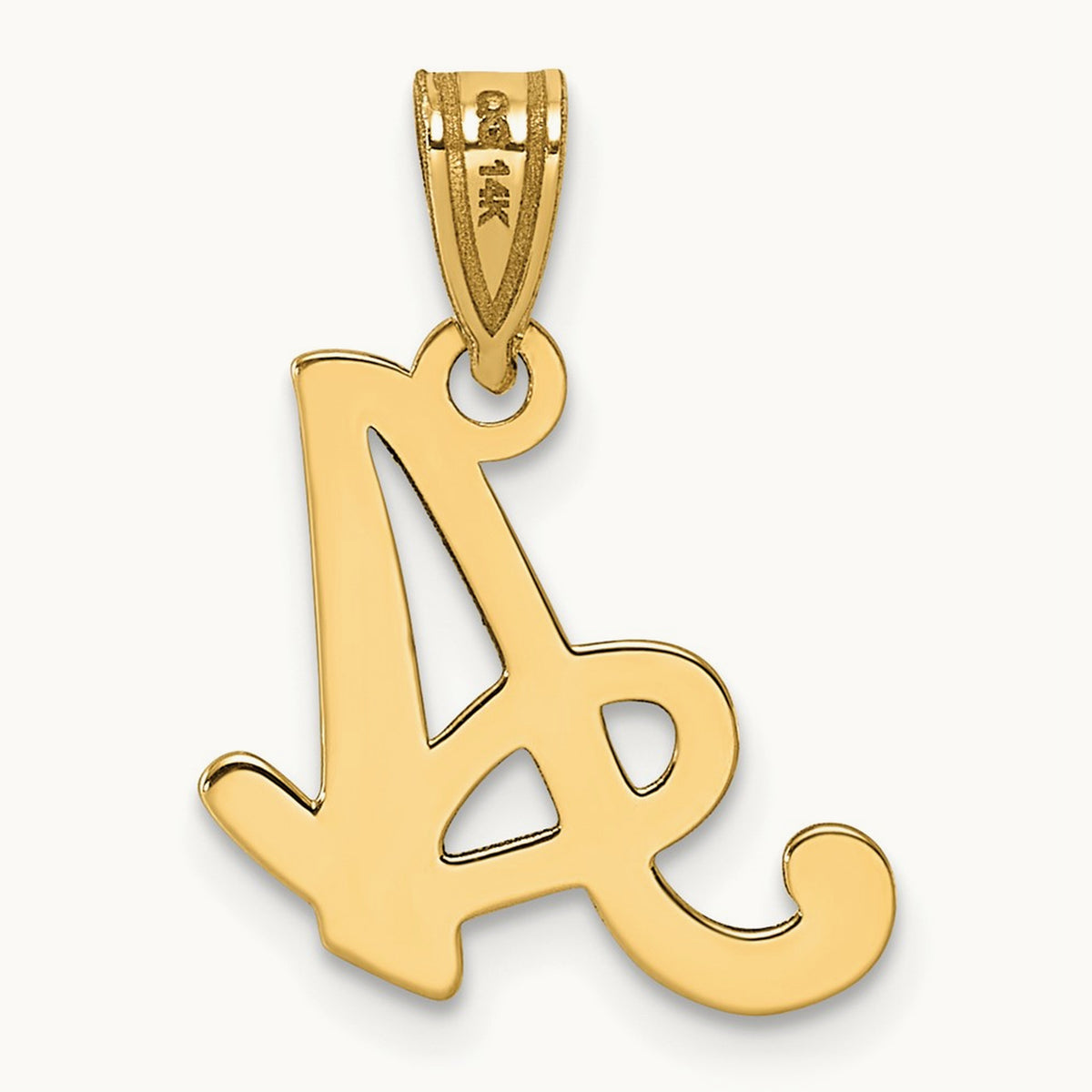 Script Letter A Initial Pendant, 14K Yellow Gold