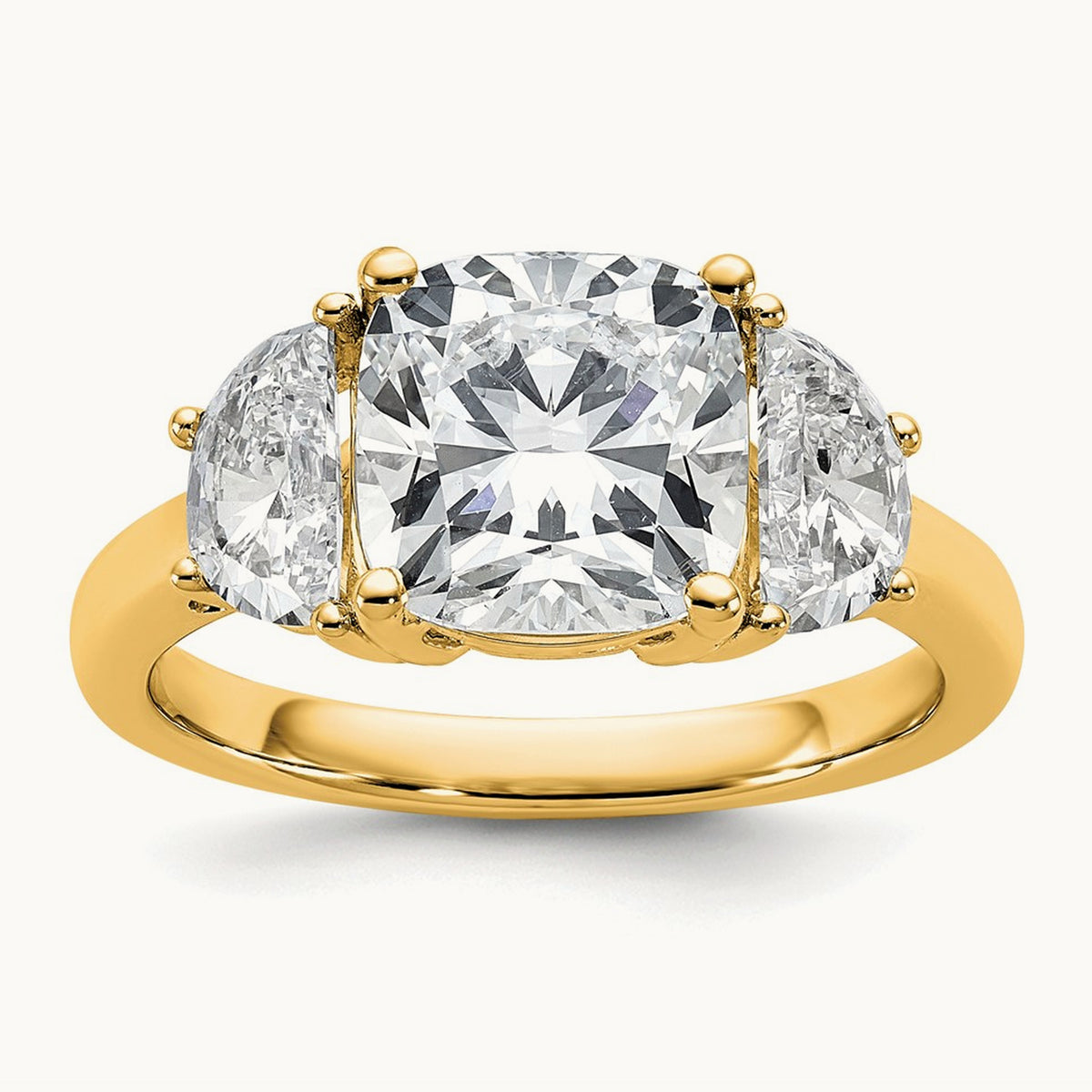 Half Moon & Cushion Semi-Mount Engagement Ring, 0.25-1.00 ct tw Lab-Grown Diamond — 1 ct, 14K Yellow Gold