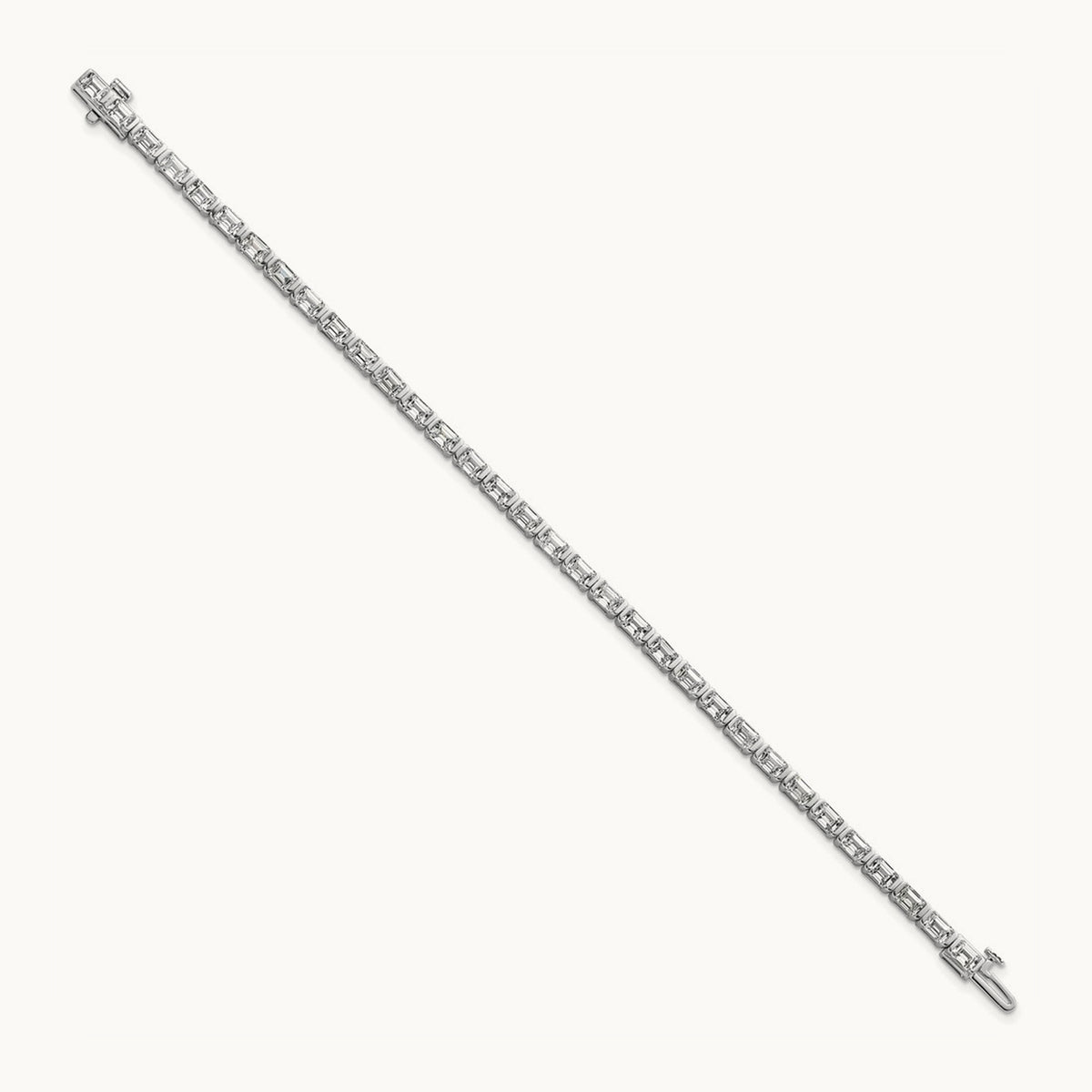 Emerald Bezel Tennis Bracelet, 7.50 ct tw Lab-Grown Diamond — 14K White Gold