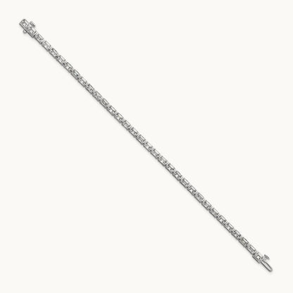 Emerald Bezel Tennis Bracelet, 7.50 ct tw Lab-Grown Diamond — 14K White Gold
