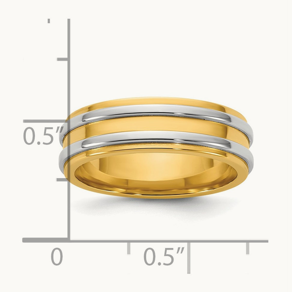 Y/W Double Banded Wedding Band, 6mm, 14K Two-tone