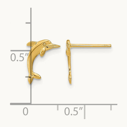 Dolphin Post Earrings, 14K