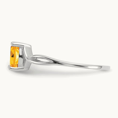 Citrine Birthstone Ring, 14K White Gold