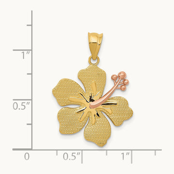 Yellow/Rose Hibiscus Charm, 14K Two-tone