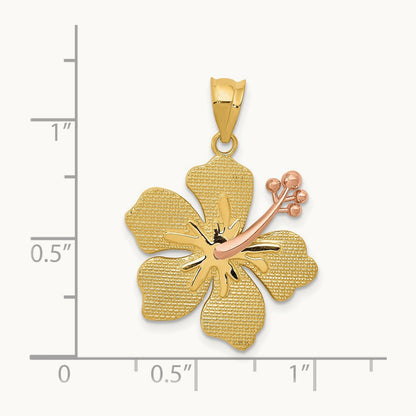 Yellow/Rose Hibiscus Charm, 14K Two-tone