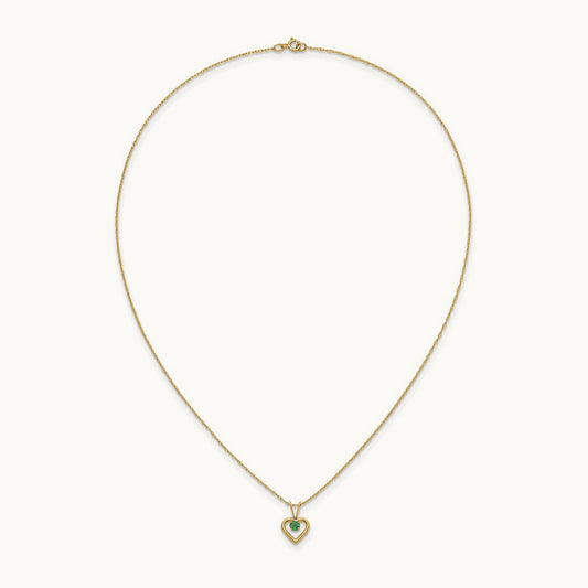 Madi K Emerald Heart Birthstone Necklace, 3mm, 14K