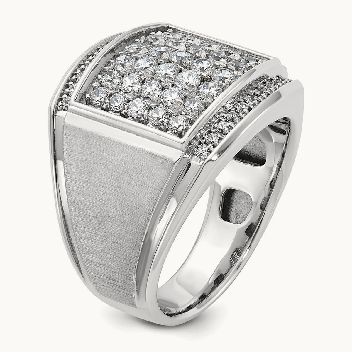 IBGoodman Men's Polished & Satin Diamond Cluster Ring, 14K White Gold