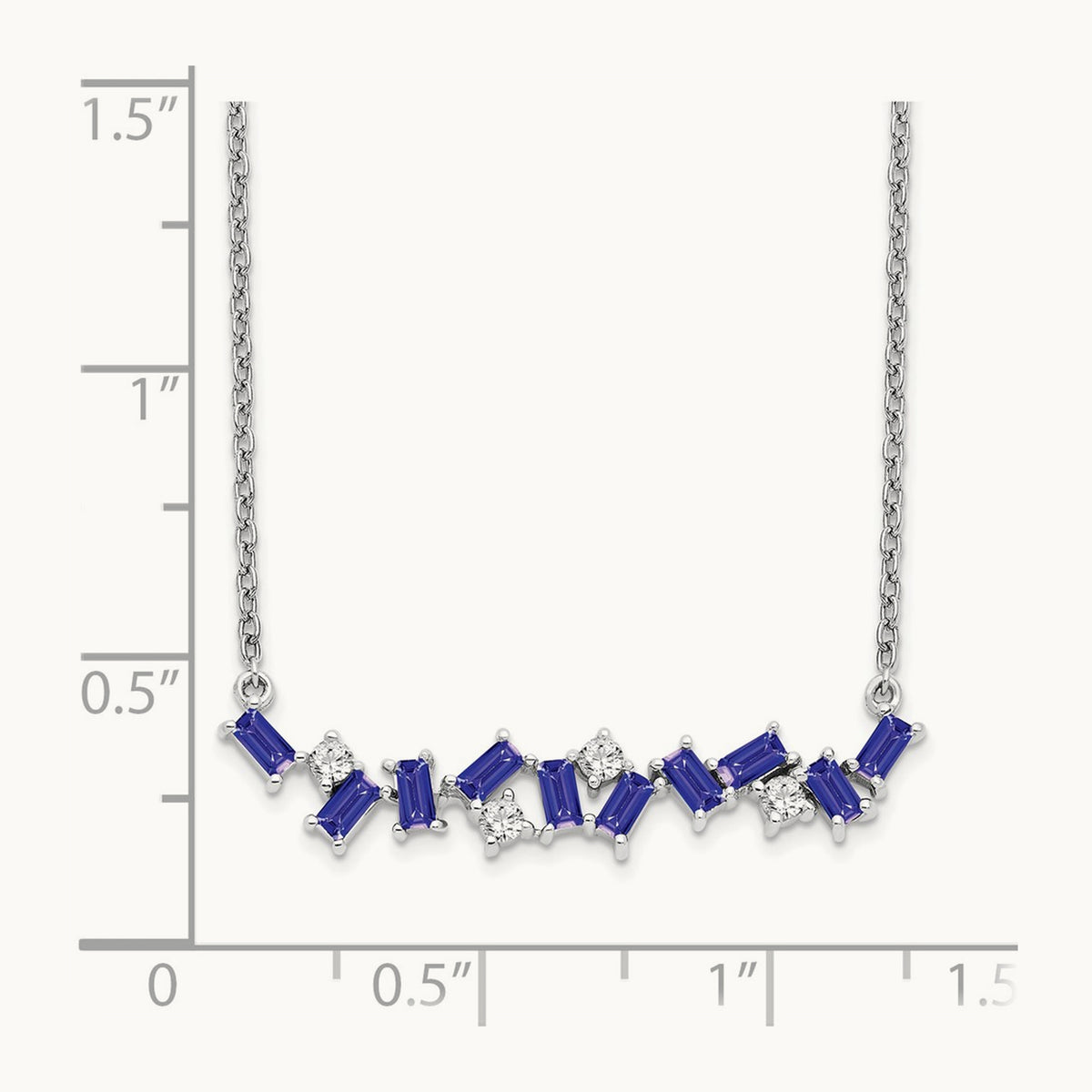 Tanzanite and Diamond 18 in. Bar Necklace, 14K White Gold