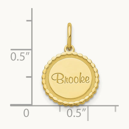 Scalloped Disc with Name Charm, 10K Yellow Gold