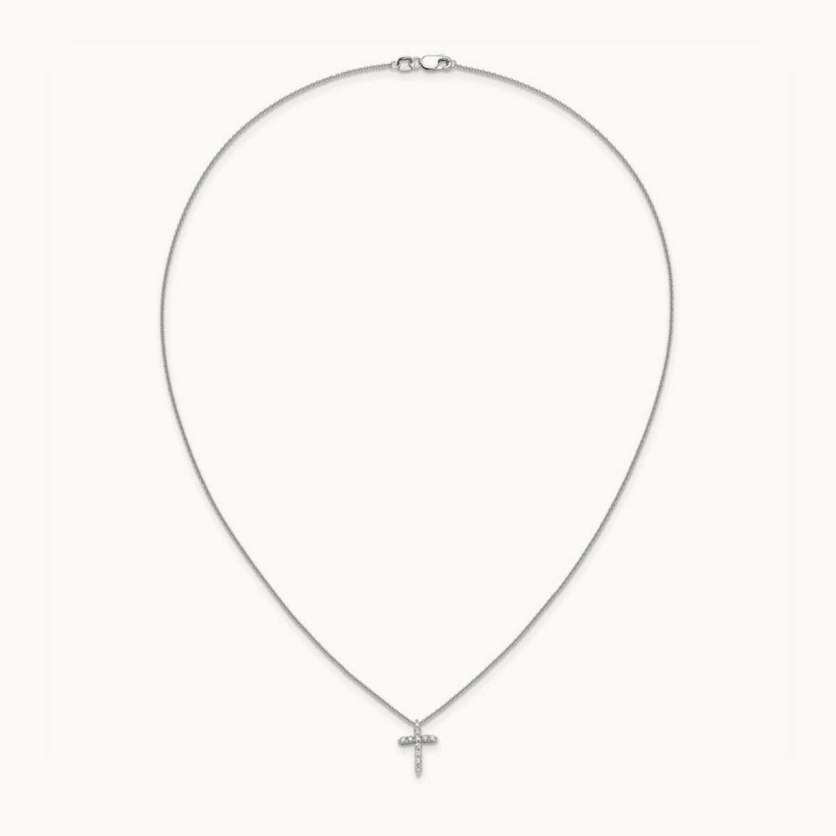 Diamond Cross 18 inch Necklace, 14K White Gold