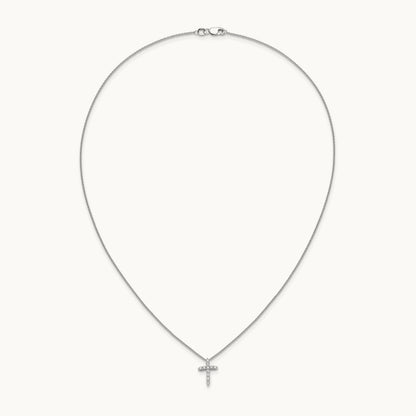 Diamond Cross 18 inch Necklace, 14K White Gold