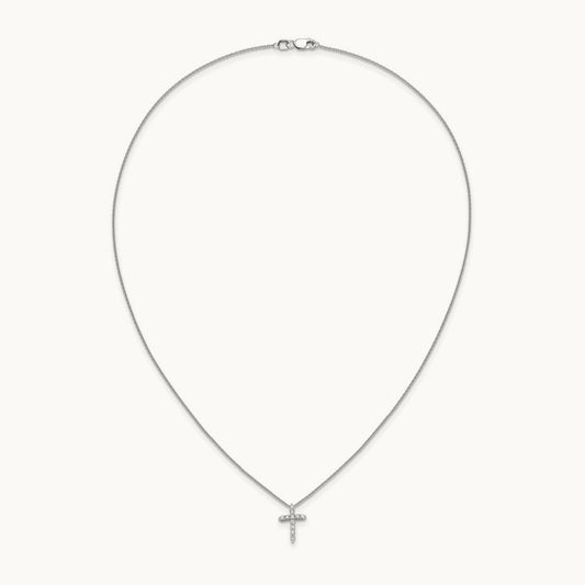 Diamond Cross 18 inch Necklace, 14K White Gold