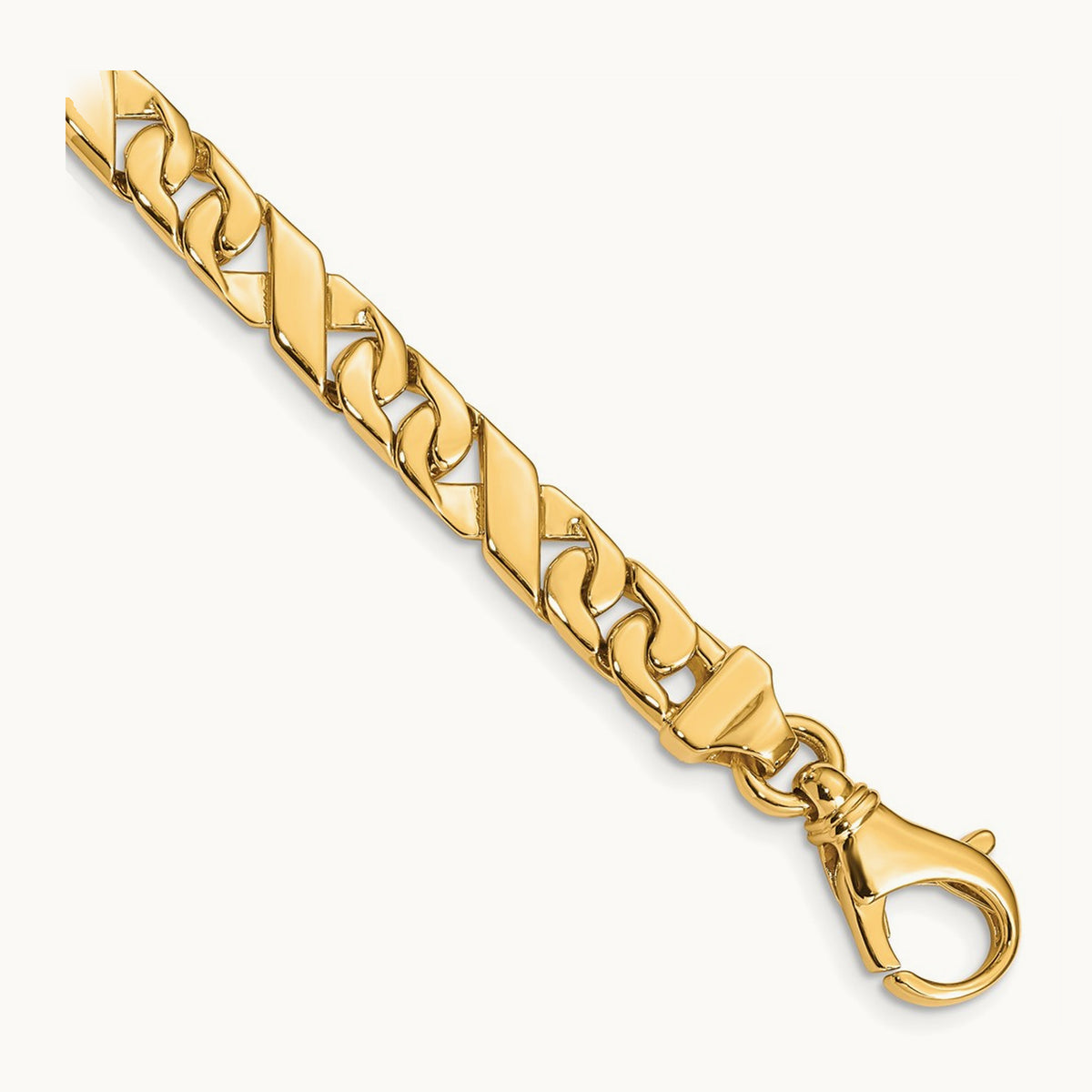 Hand-polished Fancy Link Bracelet, 6.7mm, 14K