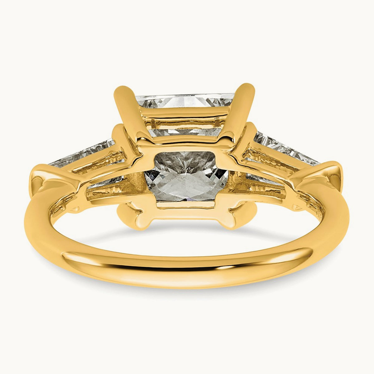 Princess & Baguette Engagement Ring, 1.50-3.75 ct tw Lab-Grown Diamond — 3 1/5 ct, 14K Yellow Gold